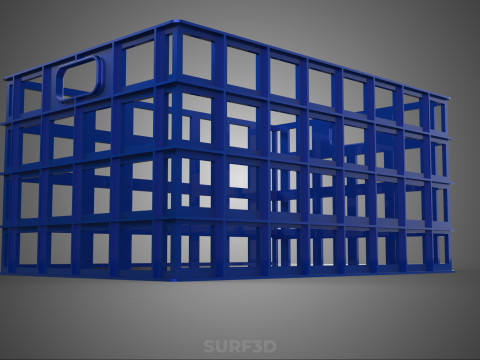 NIEBIESKI PLASTIKOWY KOSZ SKRZYNKA TACA NA PRANIE PRZECHOWYWANIE BRUDNYCH UBRAŃ Model 3D