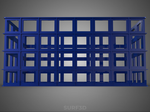 NIEBIESKI PLASTIKOWY KOSZ SKRZYNKA TACA NA PRANIE PRZECHOWYWANIE BRUDNYCH UBRAŃ Model 3D