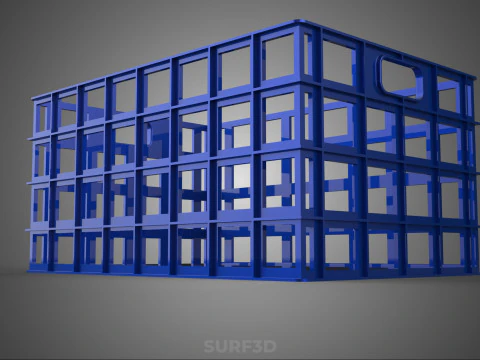 BLUE PLASTIC BASKET CRATE BOX TRAY LAUNDRY DIRTY CLOTHES STORAGE 3D Model