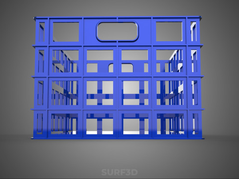 NIEBIESKI PLASTIKOWY KOSZ SKRZYNKA TACA NA PRANIE PRZECHOWYWANIE BRUDNYCH UBRAŃ Model 3D