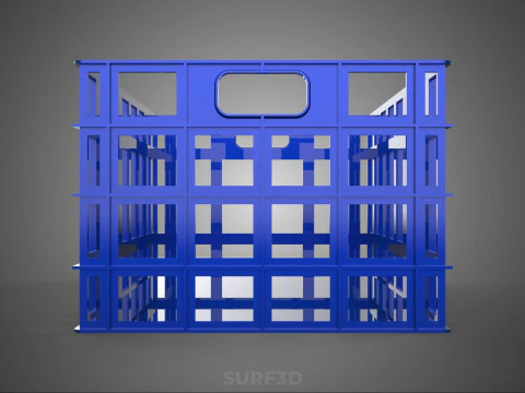 BLUE PLASTIC BASKET CRATE BOX TRAY LAUNDRY DIRTY CLOTHES STORAGE 3D Model