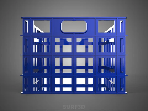 BLUE PLASTIC BASKET CRATE BOX TRAY LAUNDRY DIRTY CLOTHES STORAGE 3D Model