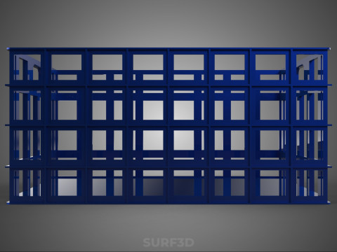 NIEBIESKI PLASTIKOWY KOSZ SKRZYNKA TACA NA PRANIE PRZECHOWYWANIE BRUDNYCH UBRAŃ Model 3D