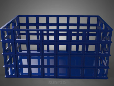 BLUE PLASTIC BASKET CRATE BOX TRAY LAUNDRY DIRTY CLOTHES STORAGE 3D Model