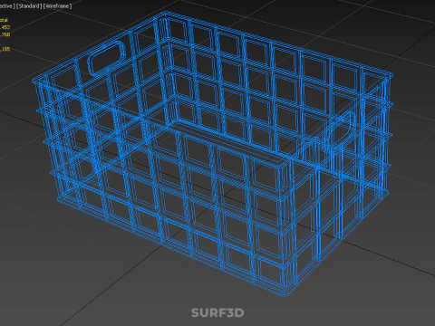 BLUE PLASTIC BASKET CRATE BOX TRAY LAUNDRY DIRTY CLOTHES STORAGE 3D Model