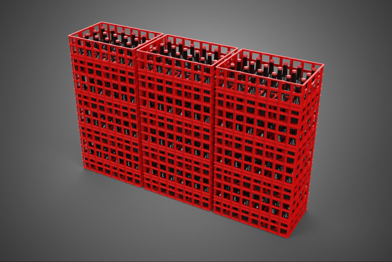 STACK STACKED STACKABLE CRATE BOX CONTAINER SOFTDRINK BOTTLE ROW 3D Model .c4d .max .obj .3ds .fbx .stl .blend