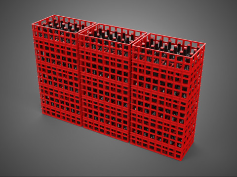 स्टैक्ड स्टैक्ड स्टैकेबल क्रेट बॉक्स कंटेनर सॉफ्टड्रिंक बोतल पंक्ति 3D मॉडल