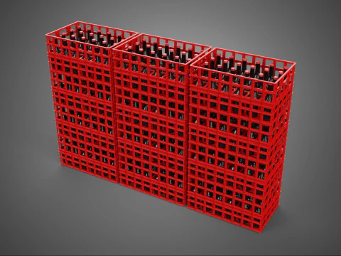 Stapelbar, gestapelt, stapelbar, Kiste, Beh&auml;lter, Softdrink-Flasche, Reihe 3D Modell
