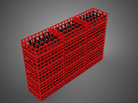 STACK STACKED STACKABLE CRATE BOX CONTAINER SOFTDRINK BOTTLE ROW 3D Model