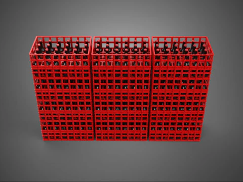 STACK STACKED STACKABLE CRATE BOX CONTAINER SOFTDRINK BOTTLE ROW 3D Model