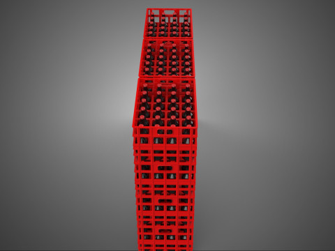 STACK STACKED STACKABLE CRATE BOX CONTAINER SOFTDRINK BOTTLE ROW 3D Model