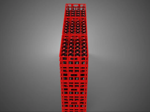 STACK STACKED STACKABLE CRATE BOX CONTAINER SOFTDRINK BOTTLE ROW 3D Model