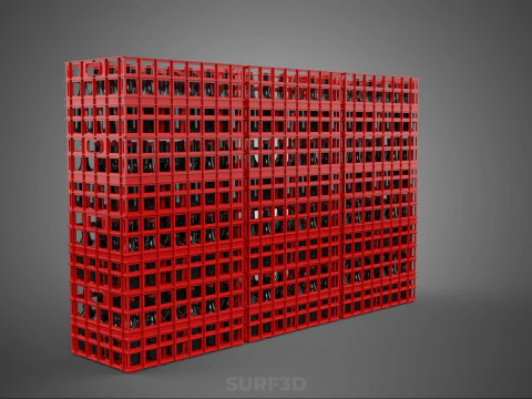 STACK STACKED STACKABLE CRATE BOX CONTAINER SOFTDRINK BOTTLE ROW 3D Model