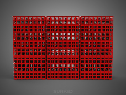 STACK STACKED STACKABLE CRATE BOX CONTAINER SOFTDRINK BOTTLE ROW 3D Model