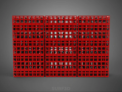 STACK STACKED STACKABLE CRATE BOX CONTAINER SOFTDRINK BOTTLE ROW 3D Model