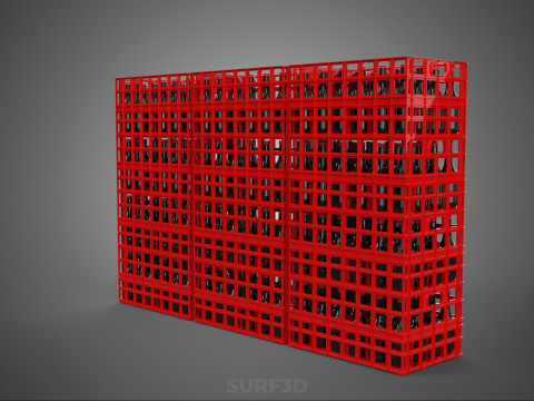 STACK STACKED STACKABLE CRATE BOX CONTAINER SOFTDRINK BOTTLE ROW 3D Model