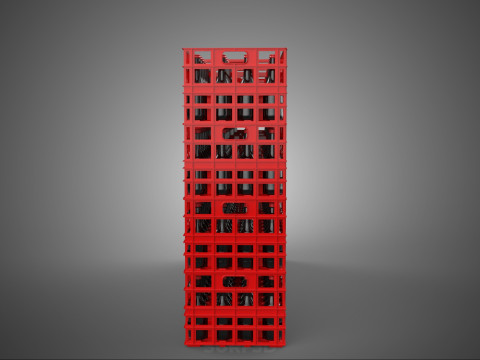 STACK STACKED STACKABLE CRATE BOX CONTAINER SOFTDRINK BOTTLE ROW 3D Model