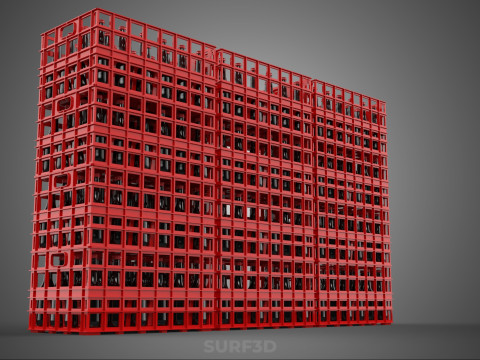 STACK STACKED STACKABLE CRATE BOX CONTAINER SOFTDRINK BOTTLE ROW 3D Model