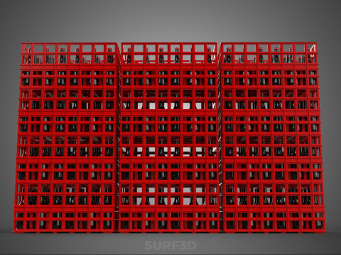 STACK STACKED STACKABLE CRATE BOX CONTAINER SOFTDRINK BOTTLE ROW 3D Model