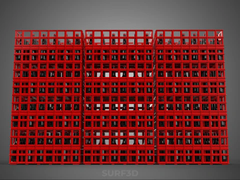 STACK STACKED STACKABLE CRATE BOX CONTAINER SOFTDRINK BOTTLE ROW 3D Model