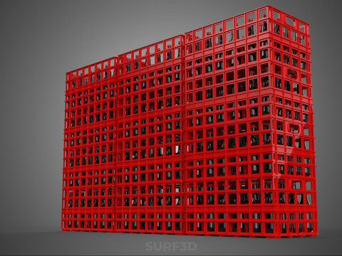 STACK STACKED STACKABLE CRATE BOX CONTAINER SOFTDRINK BOTTLE ROW 3D Model