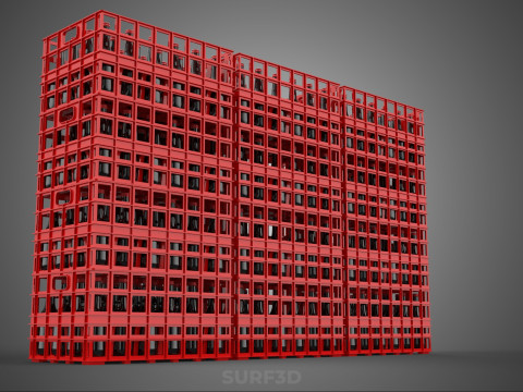 STACK STACKED STACKABLE CRATE BOX CONTAINER SOFTDRINK BOTTLE ROW 3D Model