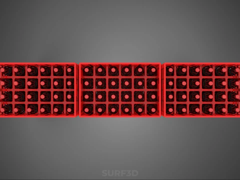 STACK STACKED STACKABLE CRATE BOX CONTAINER SOFTDRINK BOTTLE ROW 3D Model