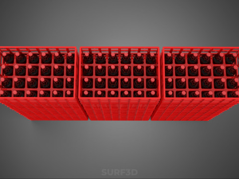 STACK STACKED STACKABLE CRATE BOX CONTAINER SOFTDRINK BOTTLE ROW 3D Model