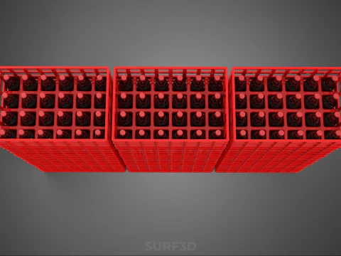 STACK STACKED STACKABLE CRATE BOX CONTAINER SOFTDRINK BOTTLE ROW 3D Model
