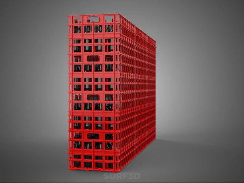STACK STACKED STACKABLE CRATE BOX CONTAINER SOFTDRINK BOTTLE ROW 3D Model
