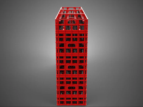STACK STACKED STACKABLE CRATE BOX CONTAINER SOFTDRINK BOTTLE ROW 3D Model