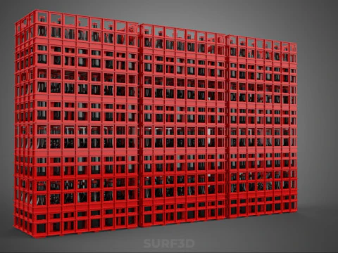 STACK STACKED STACKABLE CRATE BOX CONTAINER SOFTDRINK BOTTLE ROW 3D Model