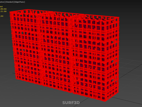 STACK STACKED STACKABLE CRATE BOX CONTAINER SOFTDRINK BOTTLE ROW 3D Model