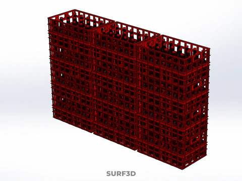 STACK STACKED STACKABLE CRATE BOX CONTAINER SOFTDRINK BOTTLE ROW 3D Model