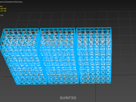 포장된 파란색 플라스틱 병 상자 수직 랙 트레이 상자 3D 모델