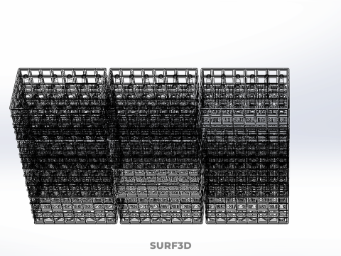 포장된 파란색 플라스틱 병 상자 수직 랙 트레이 상자 3D 모델