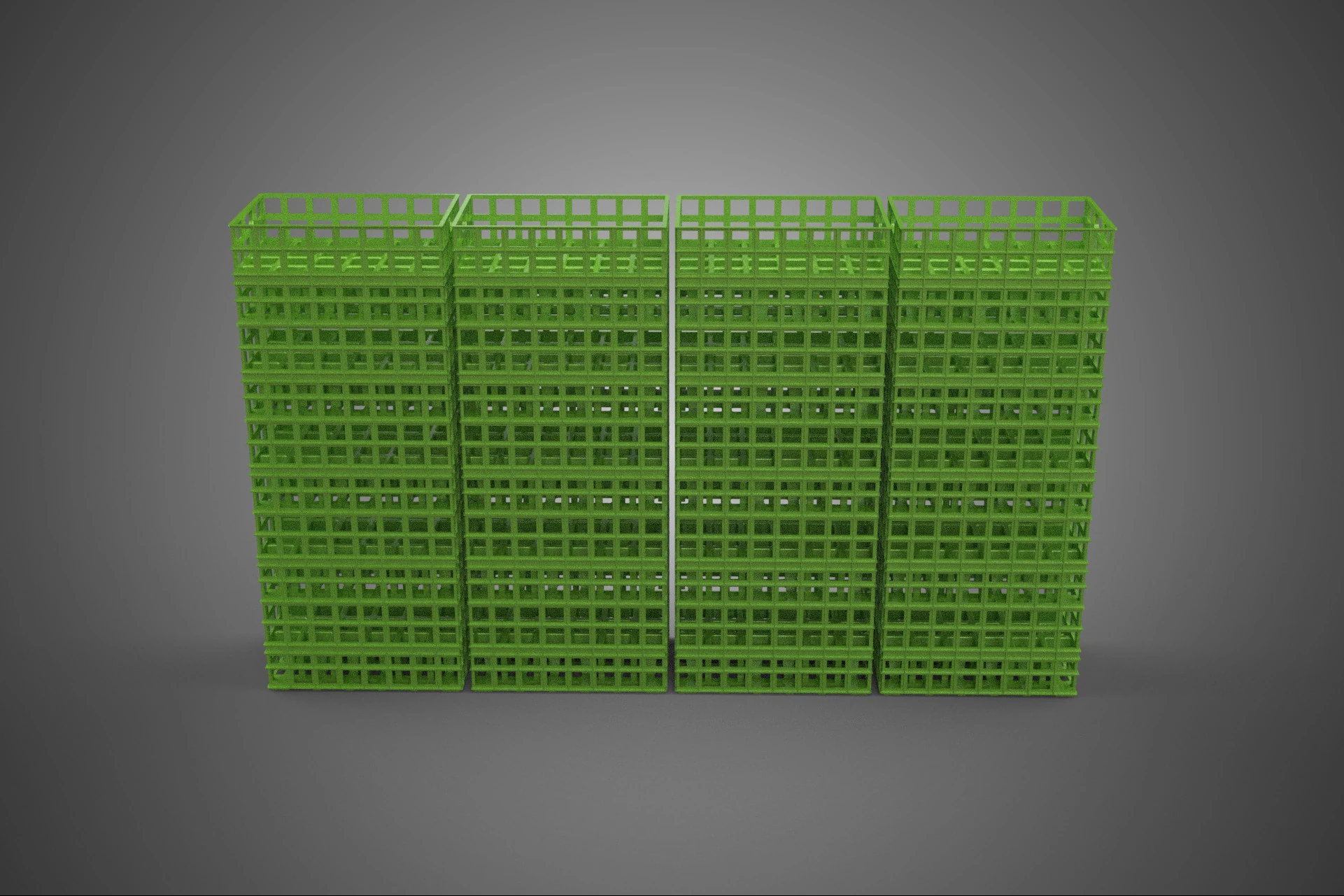 GREEN STACK STACKED PLASTIC CRATE BOX CONTAINER BASKET STORAGE 3D Model .c4d .max .obj .3ds .fbx .stl .blend