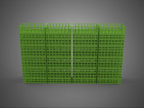 GROENE STAPEL GESTAPELDE PLASTIC KRATDOOS CONTAINER MANDOPSLAG 3D Model