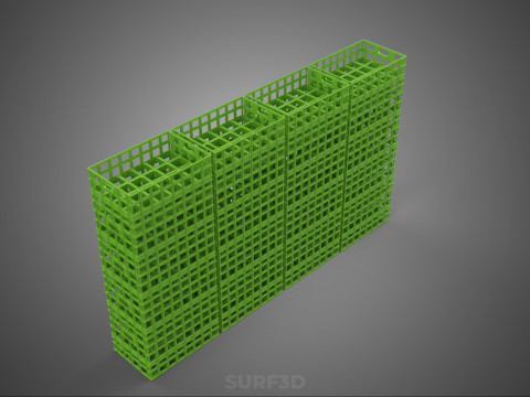 VERT PILE EMPILÉE CAISSE EN PLASTIQUE BOÎTE CONTENEUR PANIER DE STOCKAGE Modèle 3D