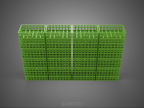 VERT PILE EMPILÉE CAISSE EN PLASTIQUE BOÎTE CONTENEUR PANIER DE STOCKAGE Modèle 3D