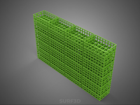 VERT PILE EMPILÉE CAISSE EN PLASTIQUE BOÎTE CONTENEUR PANIER DE STOCKAGE Modèle 3D