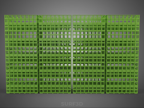 VERT PILE EMPILÉE CAISSE EN PLASTIQUE BOÎTE CONTENEUR PANIER DE STOCKAGE Modèle 3D