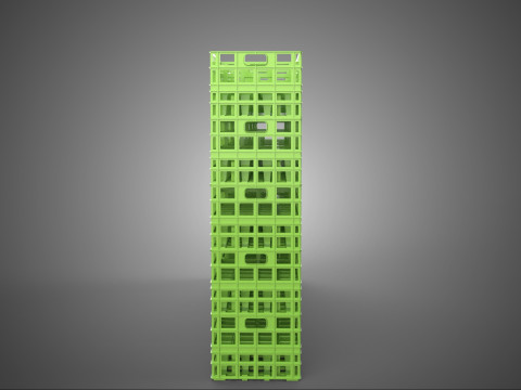 VERT PILE EMPILÉE CAISSE EN PLASTIQUE BOÎTE CONTENEUR PANIER DE STOCKAGE Modèle 3D