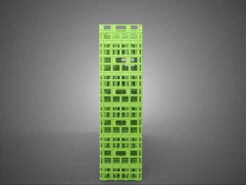 GREEN STACK STACKED PLASTIC CRATE BOX CONTAINER BASKET STORAGE 3D Model