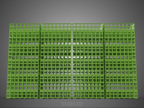 VERT PILE EMPILÉE CAISSE EN PLASTIQUE BOÎTE CONTENEUR PANIER DE STOCKAGE Modèle 3D