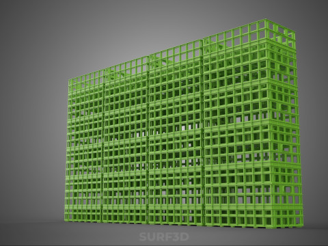 VERT PILE EMPILÉE CAISSE EN PLASTIQUE BOÎTE CONTENEUR PANIER DE STOCKAGE Modèle 3D