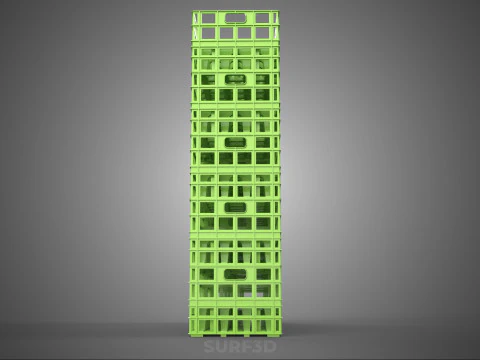GREEN STACK STACKED PLASTIC CRATE BOX CONTAINER BASKET STORAGE 3D Model