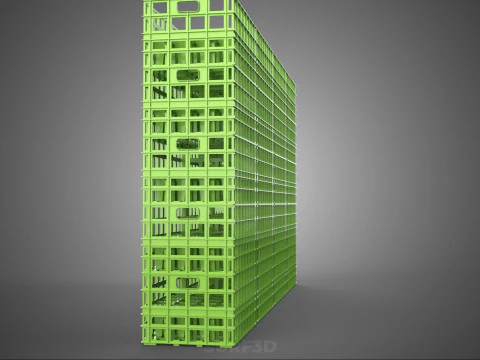 GREEN STACK STACKED PLASTIC CRATE BOX CONTAINER BASKET STORAGE 3D Model