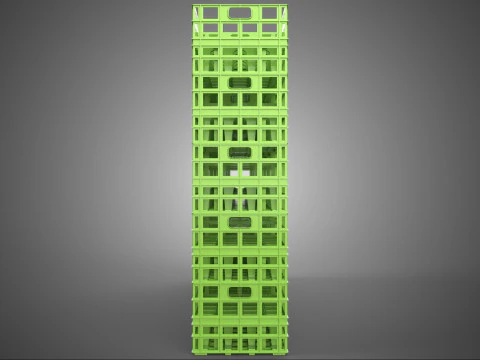 GREEN STACK STACKED PLASTIC CRATE BOX CONTAINER BASKET STORAGE 3D Model