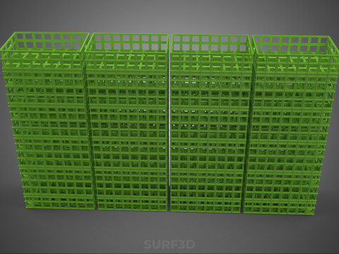 VERT PILE EMPILÉE CAISSE EN PLASTIQUE BOÎTE CONTENEUR PANIER DE STOCKAGE Modèle 3D